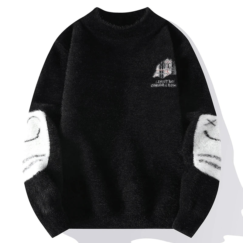 Men's Kintted Long Sleeved Sweater Men Solid Color Sweater Autumn/winter Soft Warm Comfortable Tops Thick Warm Wool Pullovers