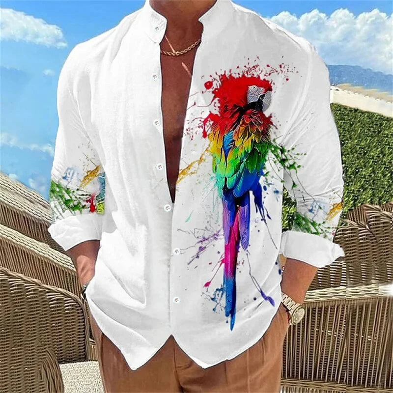 Men's long sleeve shirt High quality 3D printed shirt, floral pattern, spring and autumn, casual and stylish, comfortable fabric