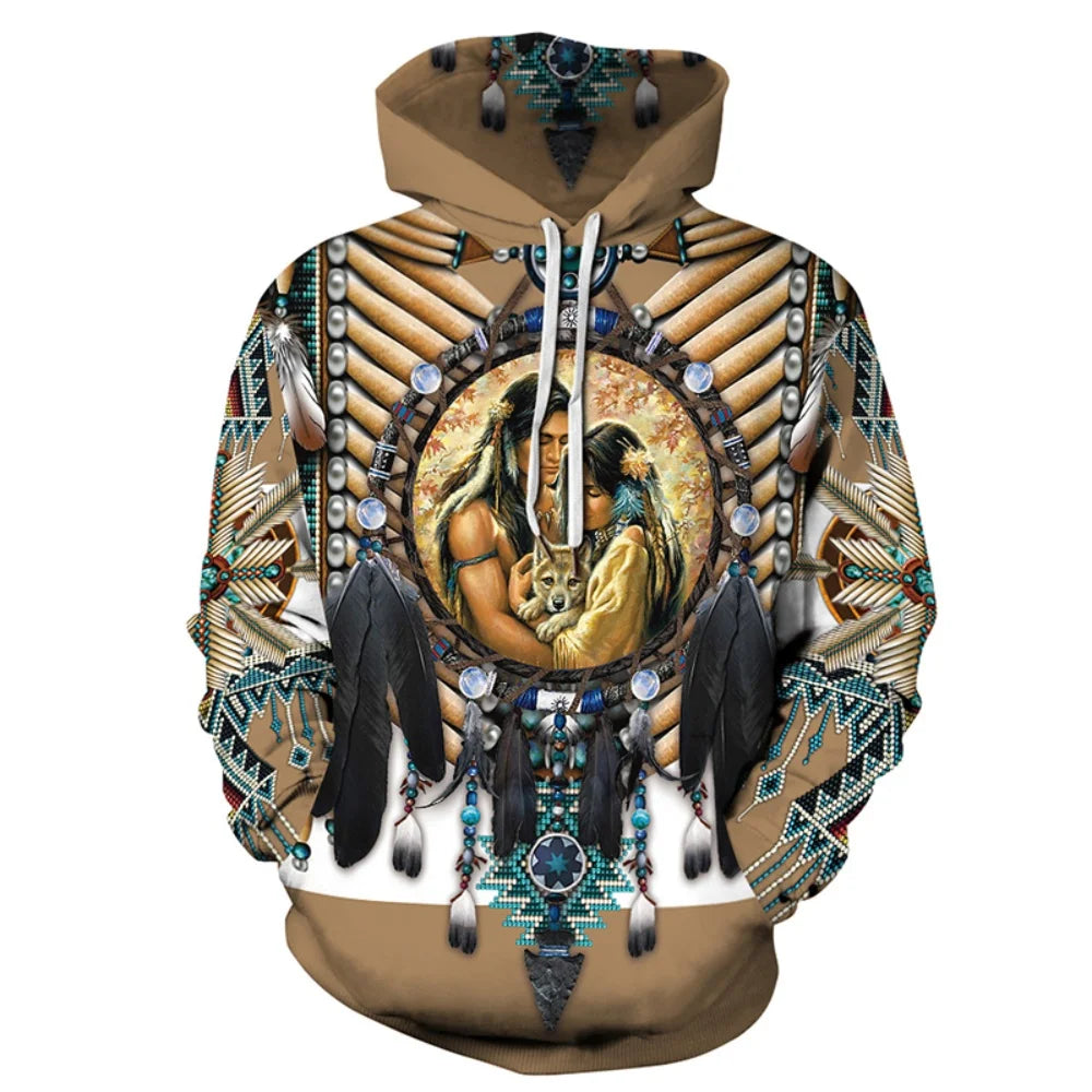 Men's Clothing Bohemian Style Hooded Shirt Autumn New in Sweatshirts Loose Long Sleeve Y2k Clothes Fashion Tops Men's Hoodie