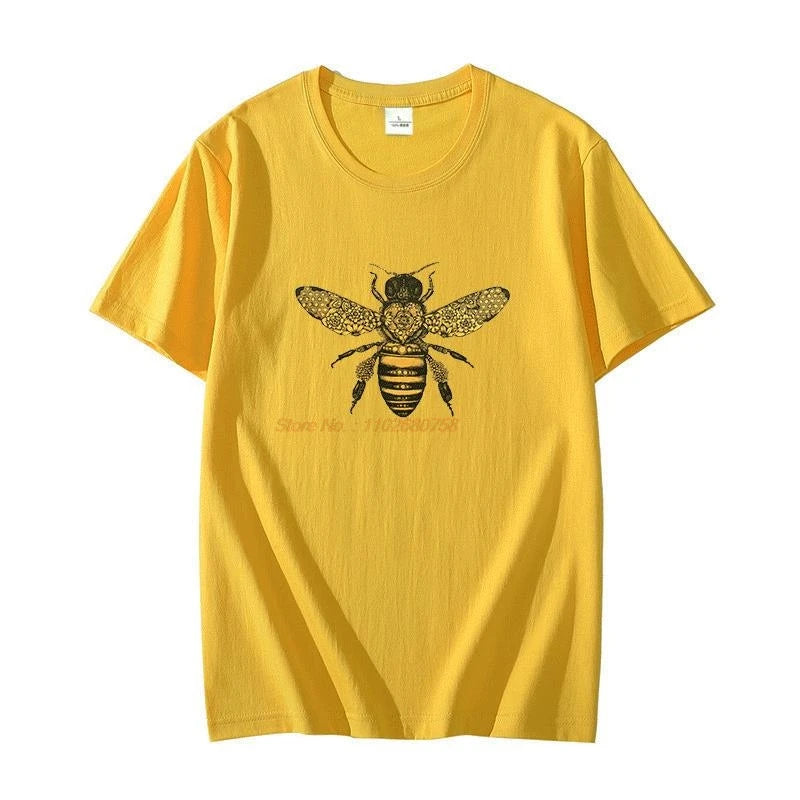 Bee Drawing Moth Insect Tattoo Cool graphic t shirts oversize t-shirts short sleeve t-shirts O-neck T-shirt Summer Men clothing