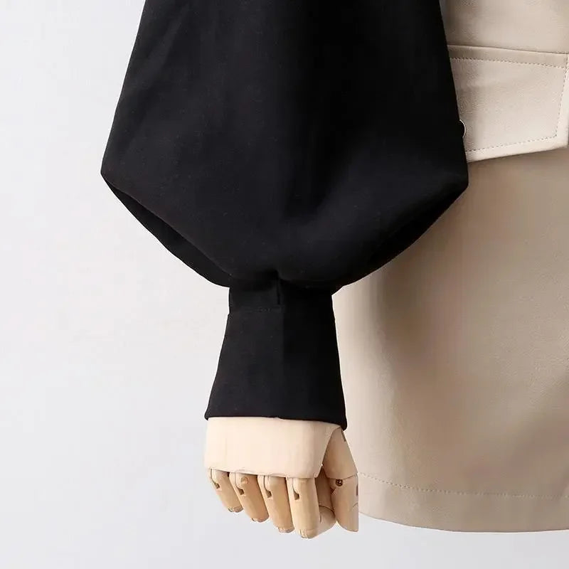 Women Blouse Black Autumn Loose Long Sleeve Top OL Casual Polo Collar Shirt Blusas Ropa De Mujer