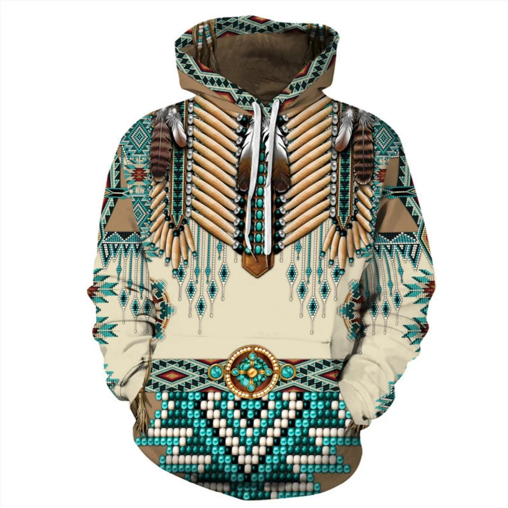 Men's Clothing Bohemian Style Hooded Shirt Autumn New in Sweatshirts Loose Long Sleeve Y2k Clothes Fashion Tops Men's Hoodie