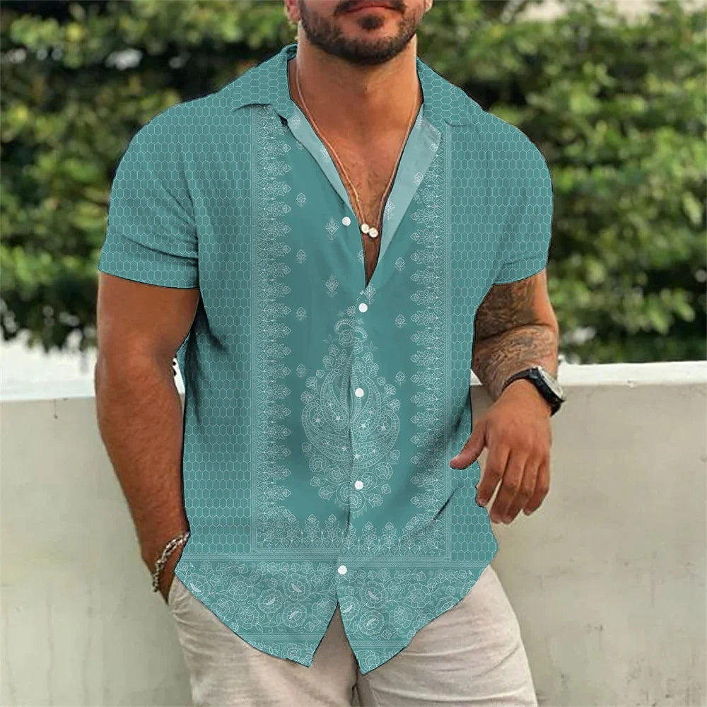 2024 Summer Hawaiian Men's Casual Printed Shirts Street Fashion Short Sleeves Flip Collar Button Comfortable Fabric Clothing