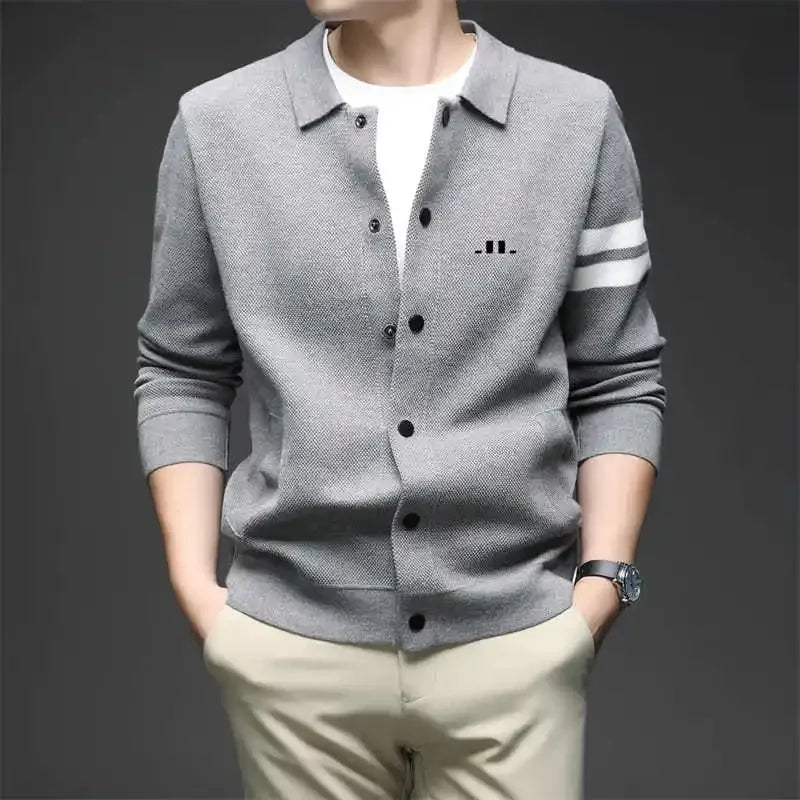 Men's golf knitted cardigan, stand-up collar, autumn men's sweater, all-rounder, business golf jacket, brand golf clothing