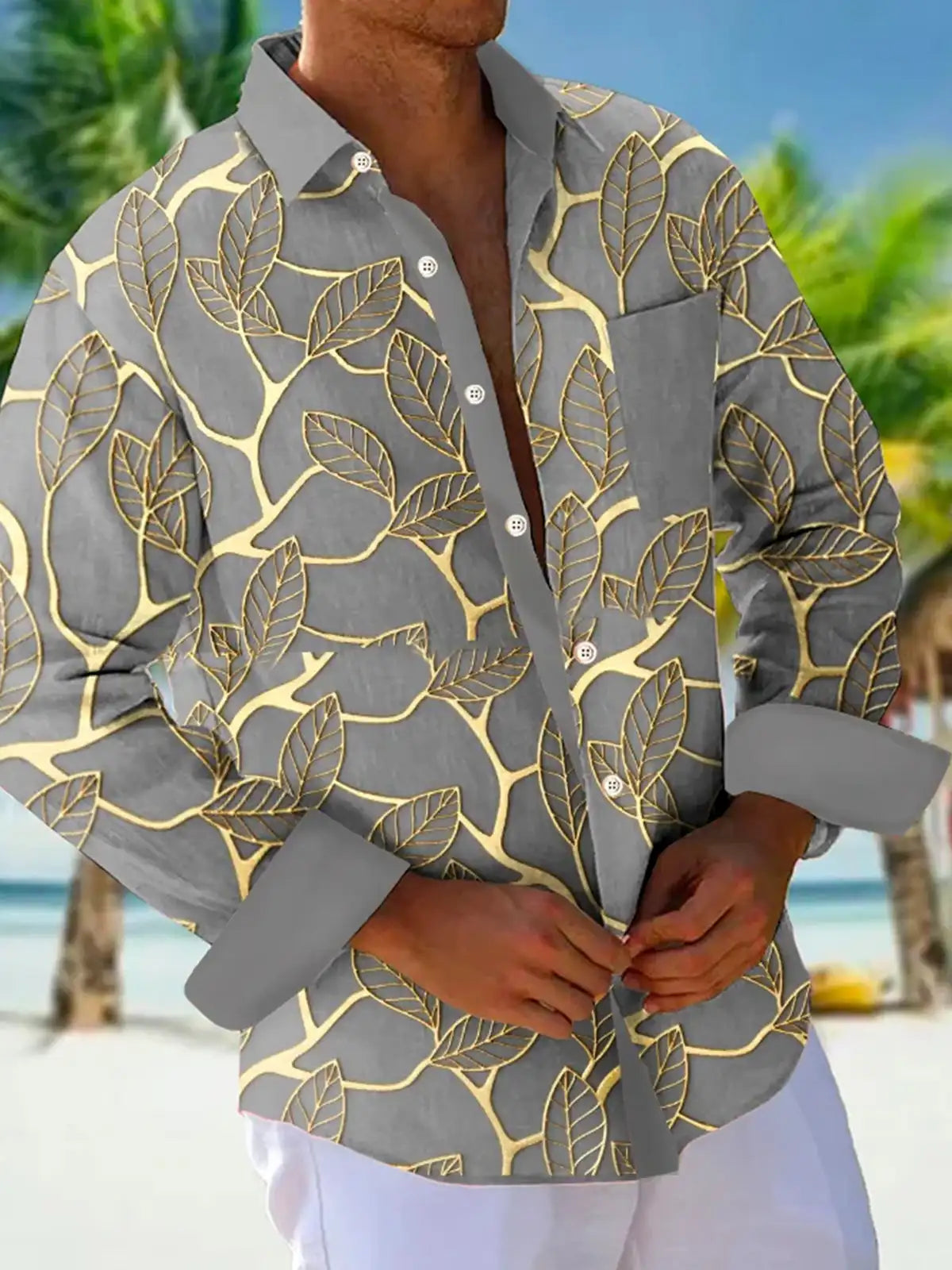 Men's shirts, button down shirts, casual shirts, spring and summer, printed long sleeves, daily, fashionable, comfortable