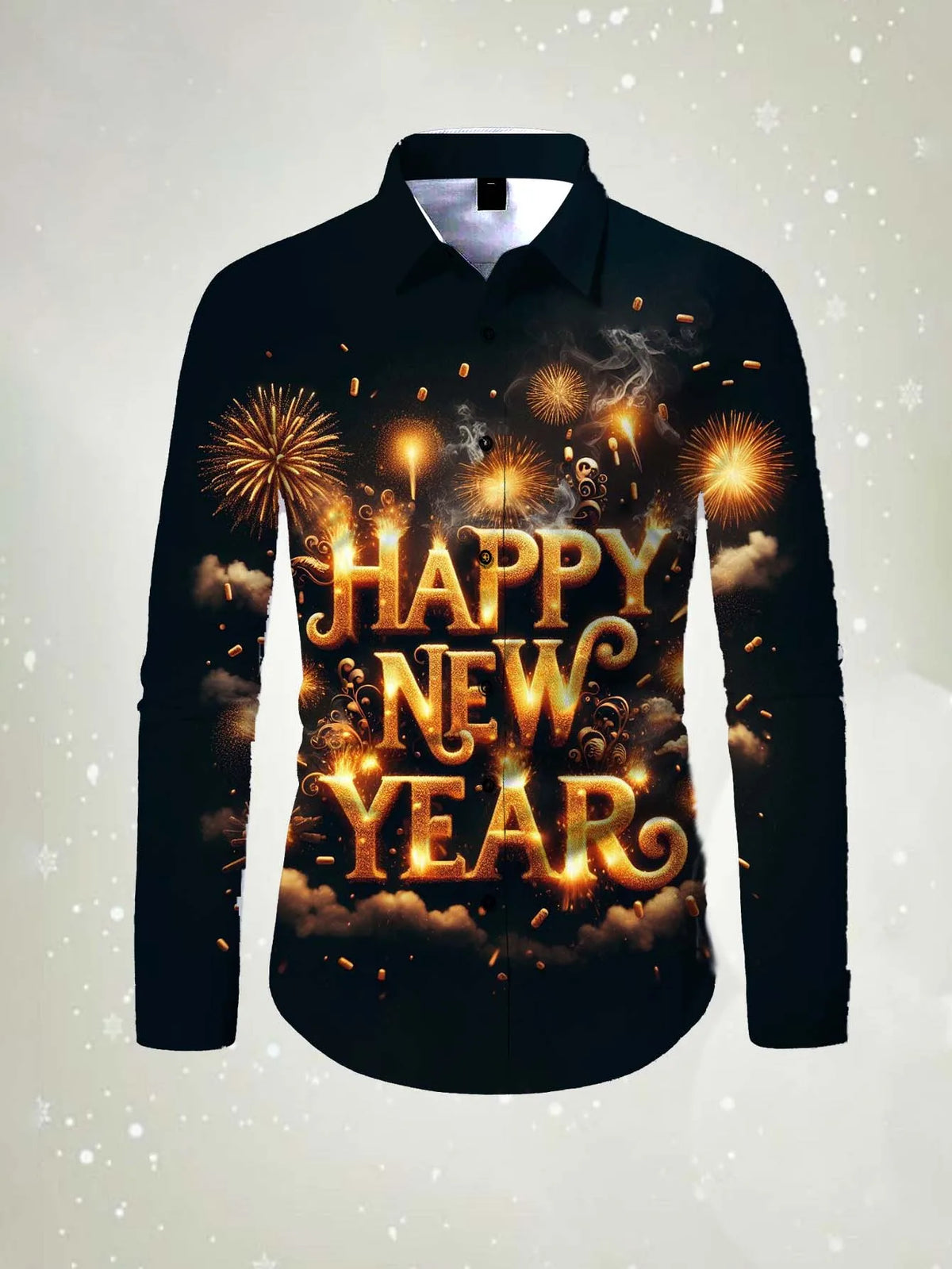 Men's long sleeved shirt Happy New Year Pattern 3D printed top 2026 spring autumn new fashion casual Festival Unisex clothing