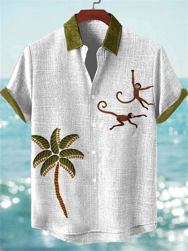 3D printed temperament men's shirt Hawaiian style summer fashion street trend retro boutique top