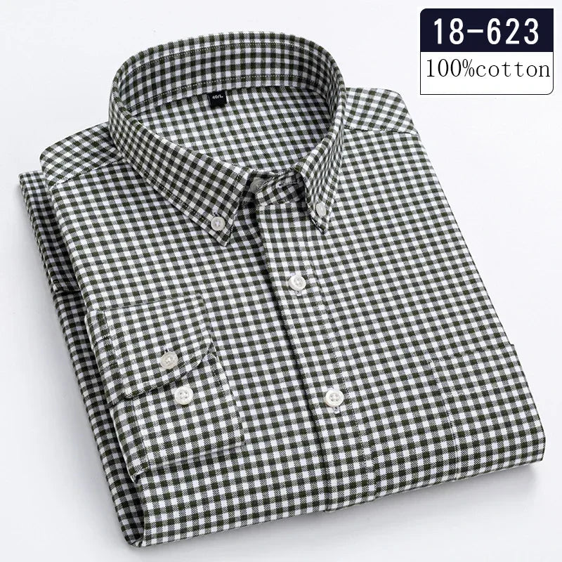 New in shirt high quality 100%cotton sanding long-sleeve shirts for men slim fit casual shirt soft designer plaid casual clothes