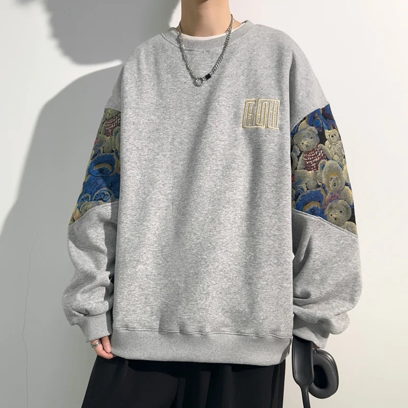 Men Sweatshirt Big Size Loose Sweater Hoodies Long Sleeve Sports Tshirt Autumn Winter Camiseta Oversize Hombre Men Clothing