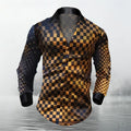 New men's long sleeved shirt, casual and fashionable checkered shirt, lapel single breasted long sleeved men's clothing