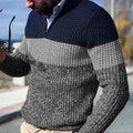 Pullovers Men Knitted Tops Zipper Turn Down Collar Full Sleeve Slim Fit Polo Sweaters Casual Regular Knit Splice Autumn Winter
