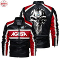 MV Agusta Motorcycle Logo Printed Retro Washed PU Leather Jacket Spring and Autumn Windproof Men's Jacket Cycling Clothing