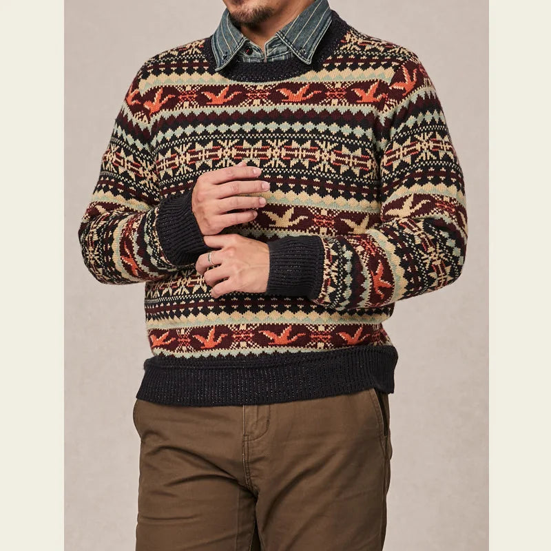 2025 Autumn Winter Vintage New Fashion Men’s Casual Trendy O-neck Long Sleeve Knitted Loose Sweaters Male Pullover Clothes Tops