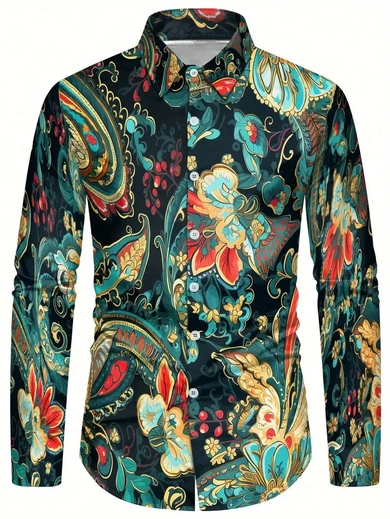2025 Men's Long Sleeve Shirt Casual Lapel Summer 3D Printed Button Shirt New Style Men's Fashion Unisex Tops