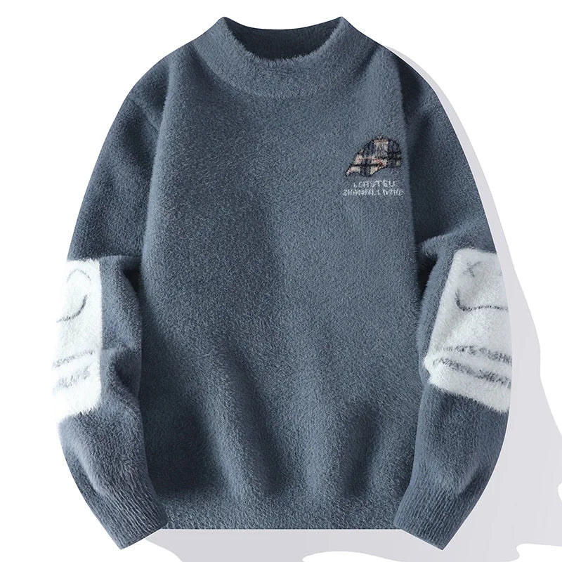 Men's Kintted Long Sleeved Sweater Men Solid Color Sweater Autumn/winter Soft Warm Comfortable Tops Thick Warm Wool Pullovers