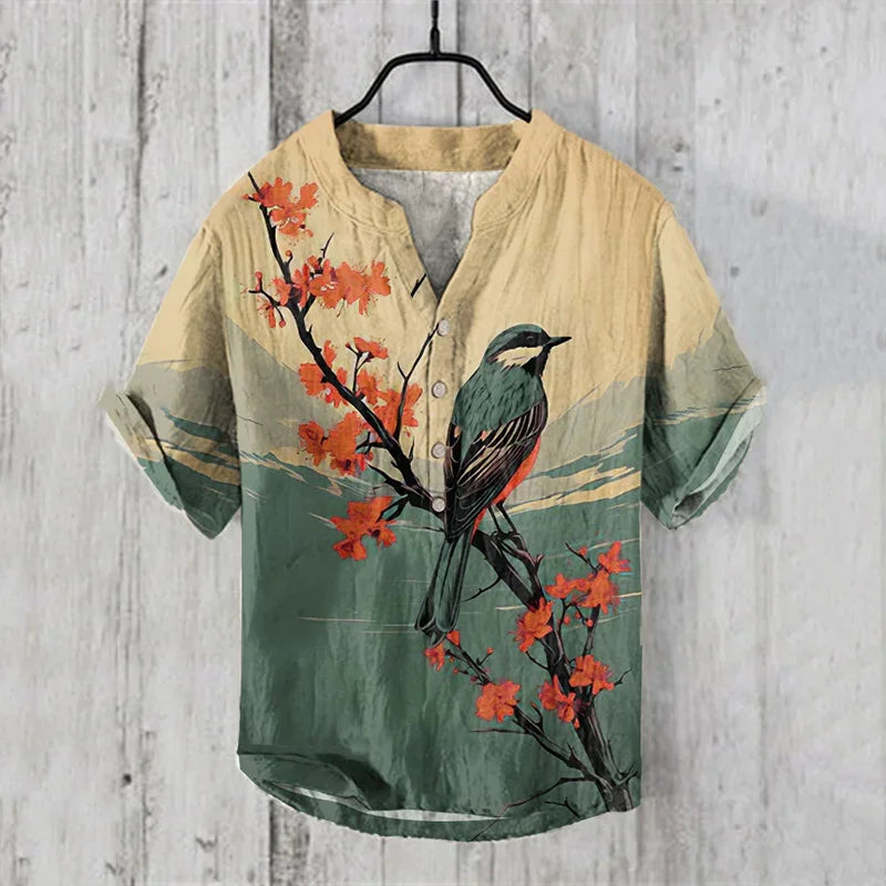 Men's Casual Short-Sleeved Printed Vacation Clothing Plus Size Men's 2026 Summer New Top Short-Sleeved Shirt