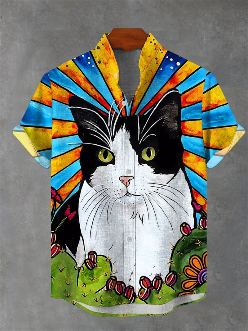 2025 Fashion Carnival 3D Printing Men's Shirt Men's Short Sleeve Shirt Casual Shirt Holiday Top
