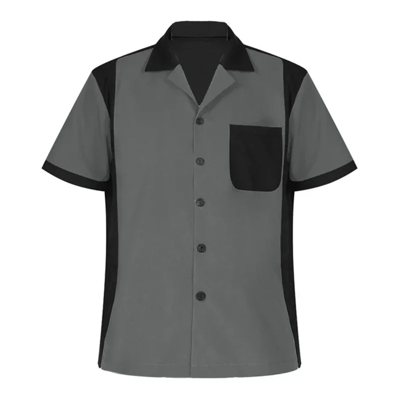 2025 Summer New Men's Bowling Shirt Vintage Short Sleeve Button Lapel Shirt Casual Multicolor Striped Shirt Fast Shipping