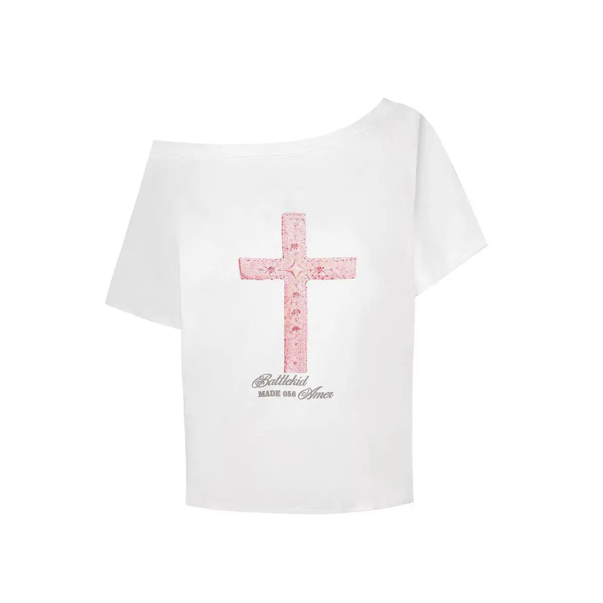 Seeslim Gothic Off Shoulder Cross Graphic T Shirts 2000s Clothes Y2k Short SLeeve Tees Female Clothing Goth Summer Tops T-shirt