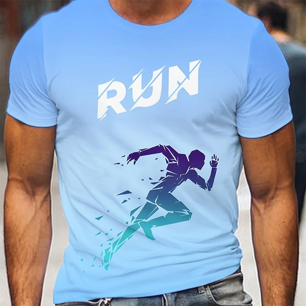 Outdoor Running Sports Men's T-Shirt Summer Comfortable Breathable Short Sleeve Tee Casual O-neck Loose Top Fashion Men Clothing