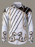 New Fashion Striped Men's Long Sleeve Shirt Spring Button Style Shirt Long Sleeve Collar Casual Comfort