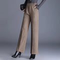 Thick Woolen Mom Pants High Waist Straight Leg Casual Trousers for Middle-Aged Women Autumn Winter Fashion Comfortable Fit