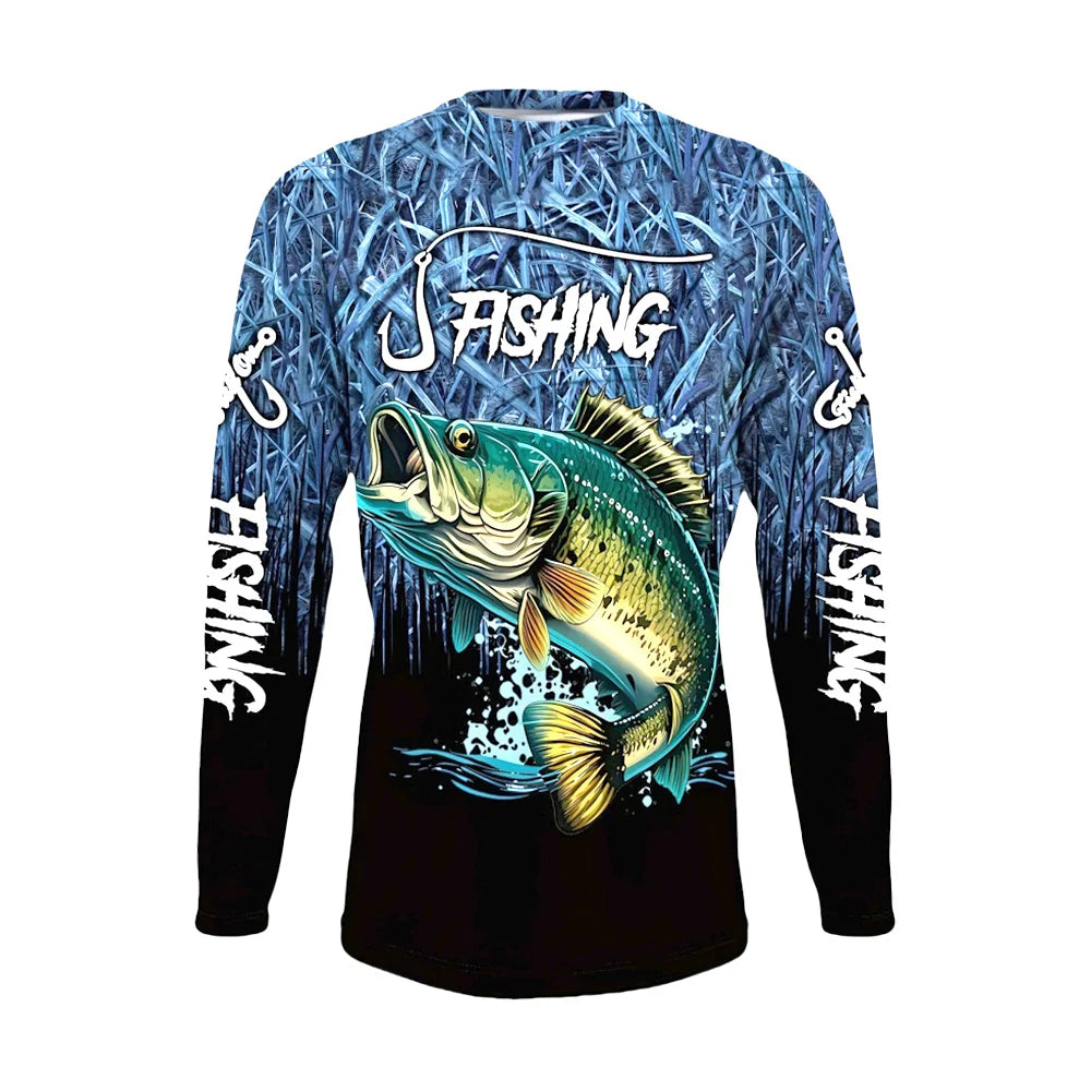 Fishing Shirts Men's T-Shirts Long Sleeve Mens Clothes Autumn Streetwear Crew Neck Pullovers Mens T Shirt Casual Men Clothing