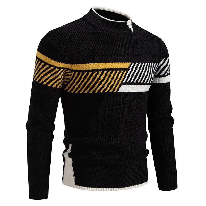 2025 Men's Color-coded Casual Trendy Slim Simple Basic Casual Trendy Knitted Sweater Pullovers Male Clothes Autumn Winter Tops