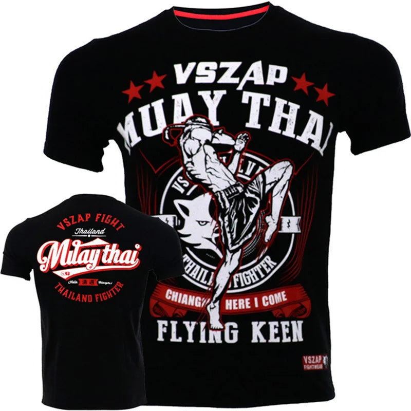 Men's T Shirts Outdoor Muay Thai Workout Clothing Fashion Quick Dry Breathable Gym T-shirt Man Casual O-neck Short Sleeve Tops