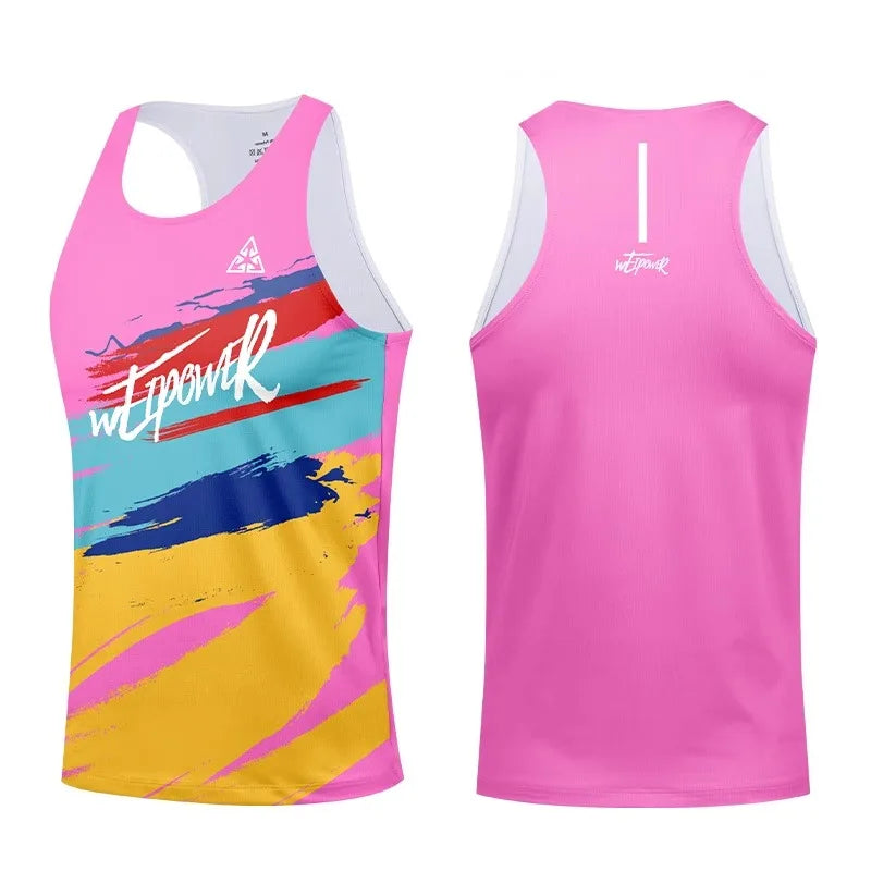 Summer Outdoor Running Sports Tank Tops Men's Women's Marathon Professional Quick Drying Sleeveless Vest Casual Loose O-neck Tee