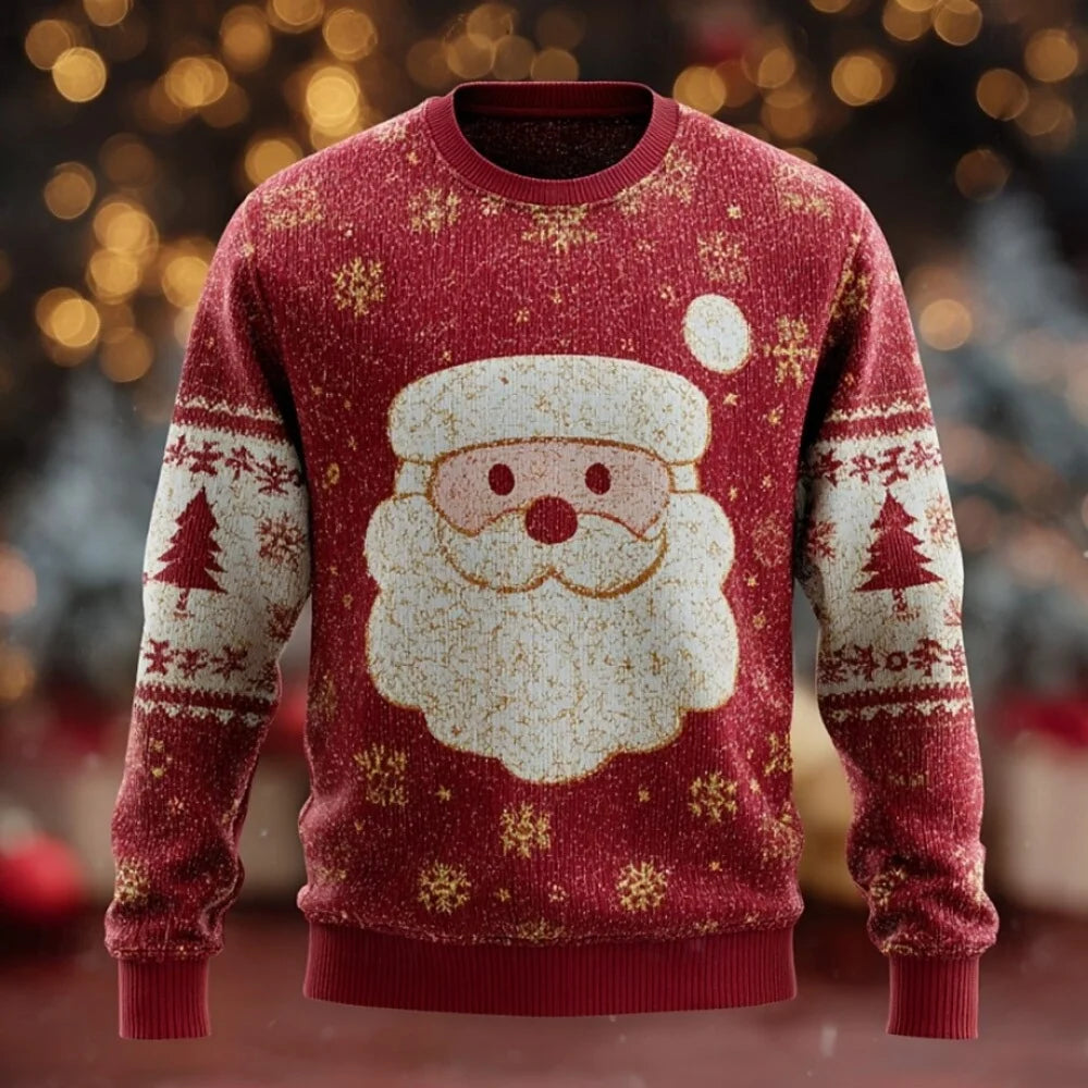 Knit Christmas Sweater Ugly Christmas Sweater Warm Sweater for Man Sweater Fashion Crew Neck Knitted Long Sleeve Clothing Tops