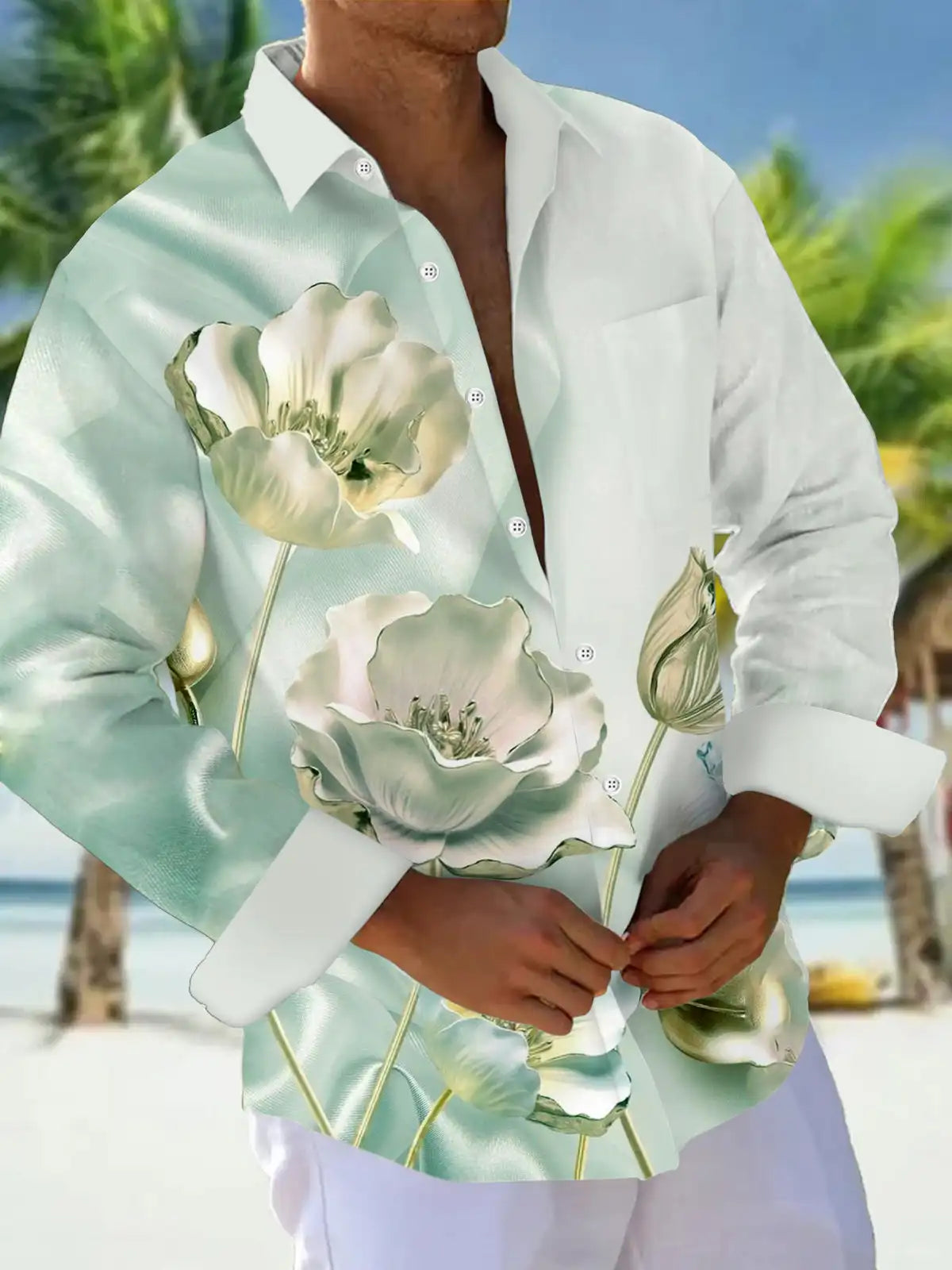Men's shirts, button down shirts, casual shirts, spring and summer, printed long sleeves, daily, fashionable, comfortable