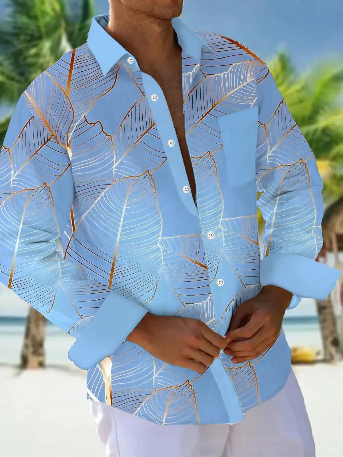 Men's shirts, button down shirts, casual shirts, spring and summer, printed long sleeves, daily, fashionable, comfortable