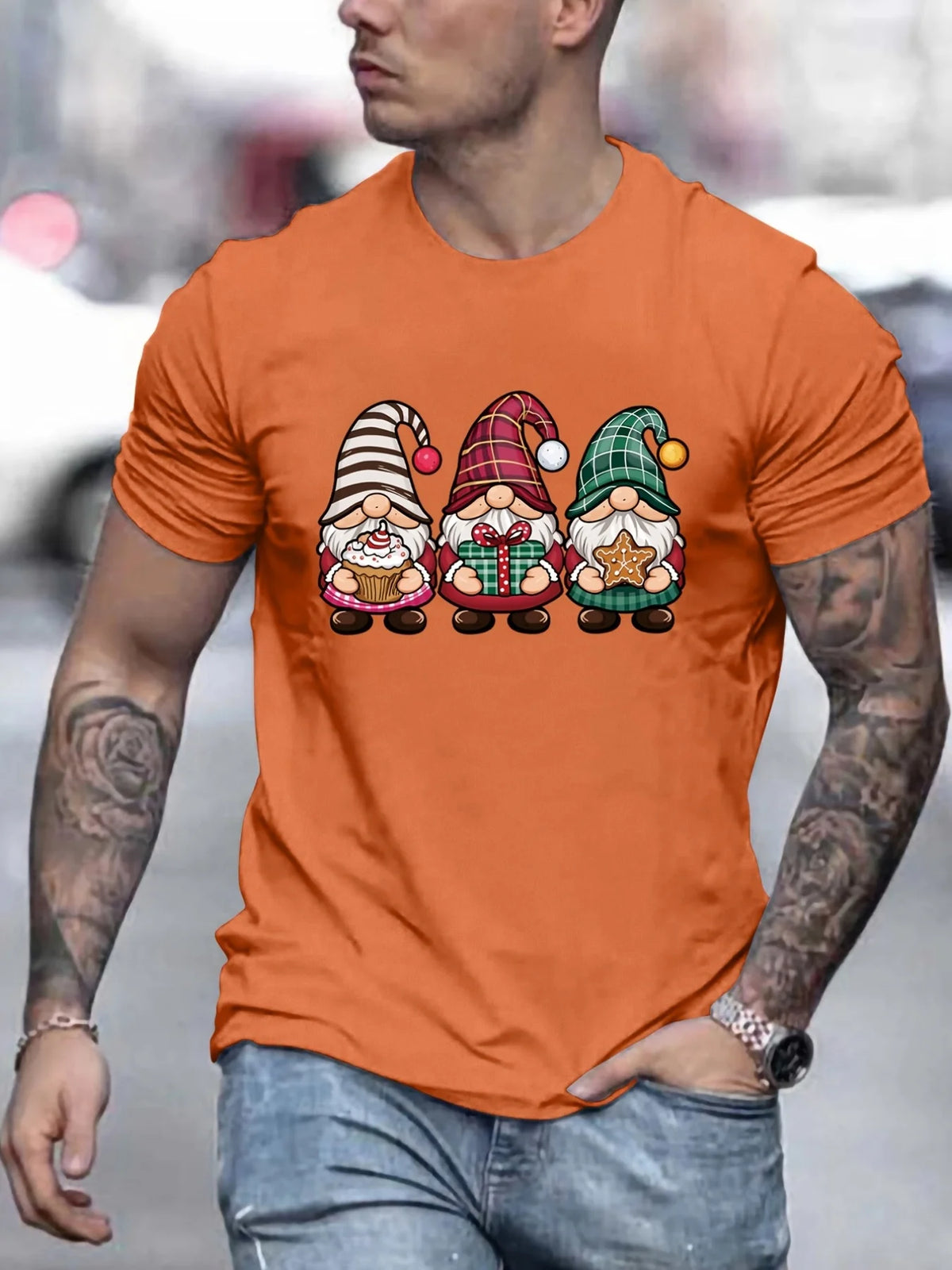 Christmas Festive Gnomes Graphic T Shirts Summer Kids Clothing Men's Shirts Crew Neck Short Sleeve T-Shirts Fashion Man Clothes