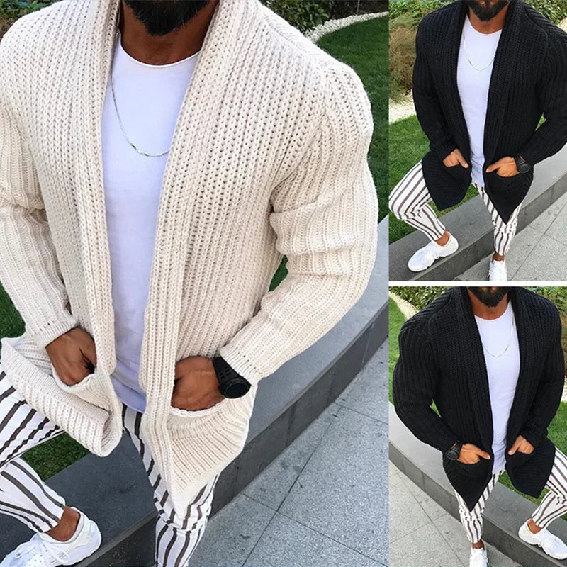 Muscular Men's Sweater, European and American Style, Long-sleeved, Slim-fit Knitted Sweater Coat for Autumn and Winter S-3XL