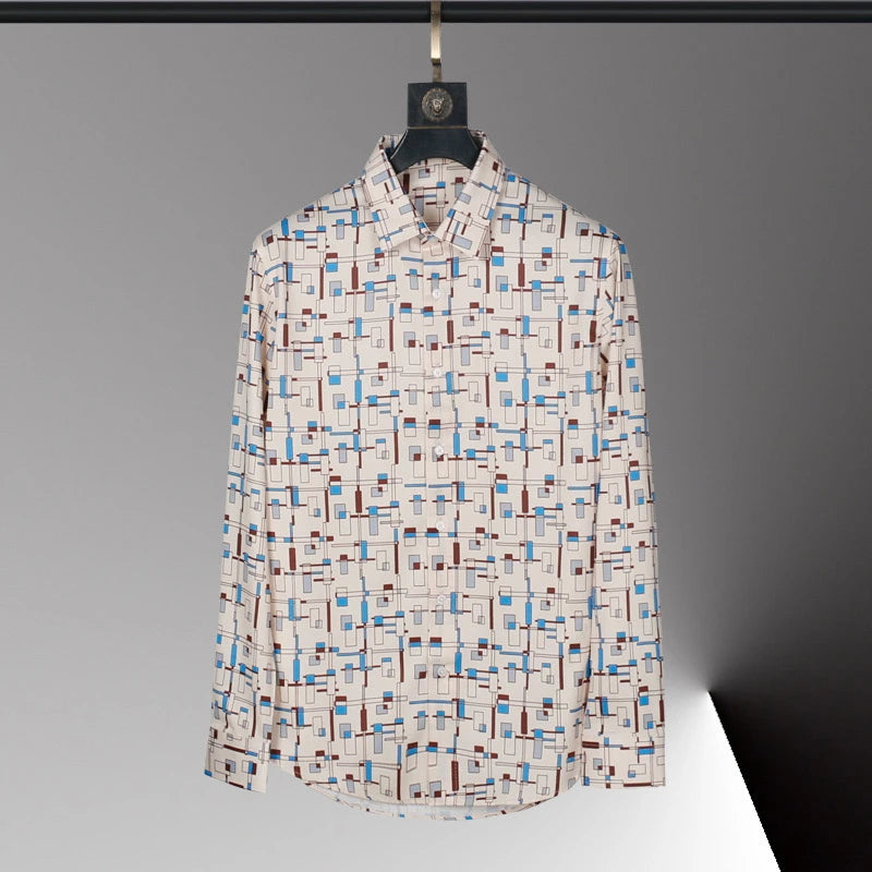 2025 new men's shirt 3D printed men's shirt casual long-sleeved lapel fashion design loose top large size xs-6xl soft fabric