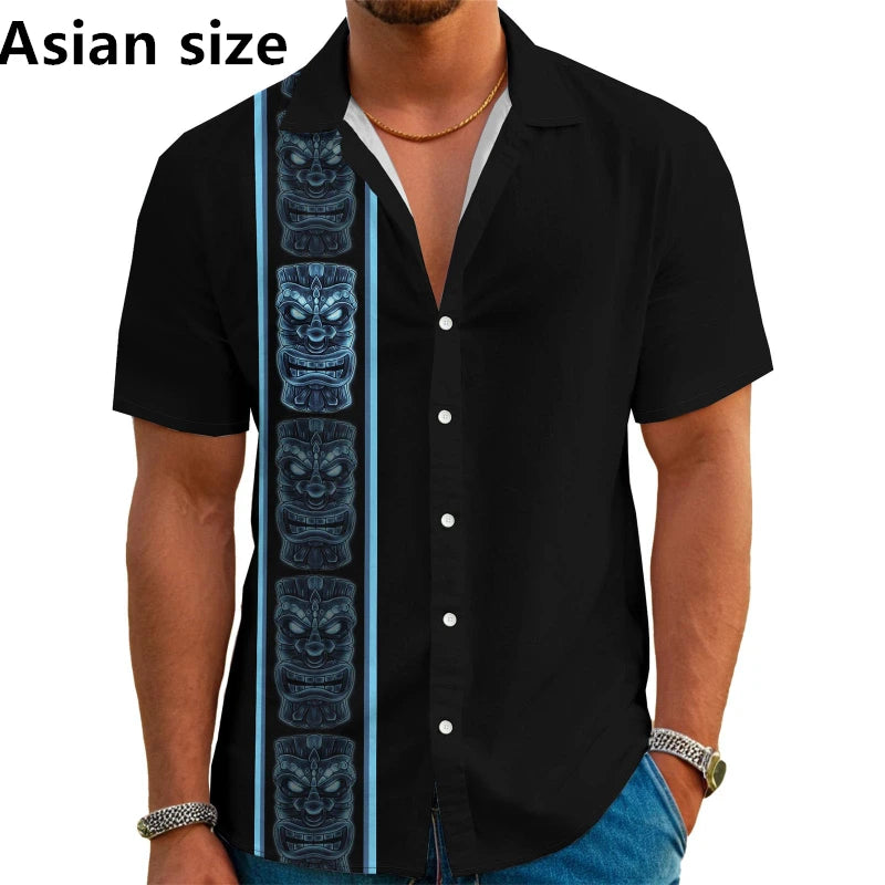 Men's Hawaiian Shirt 3D Palm Print Aloha Shirt Beach Tropical Vacation Short Sleeve Button Down Shirt Fashion Y2k Men Clothing