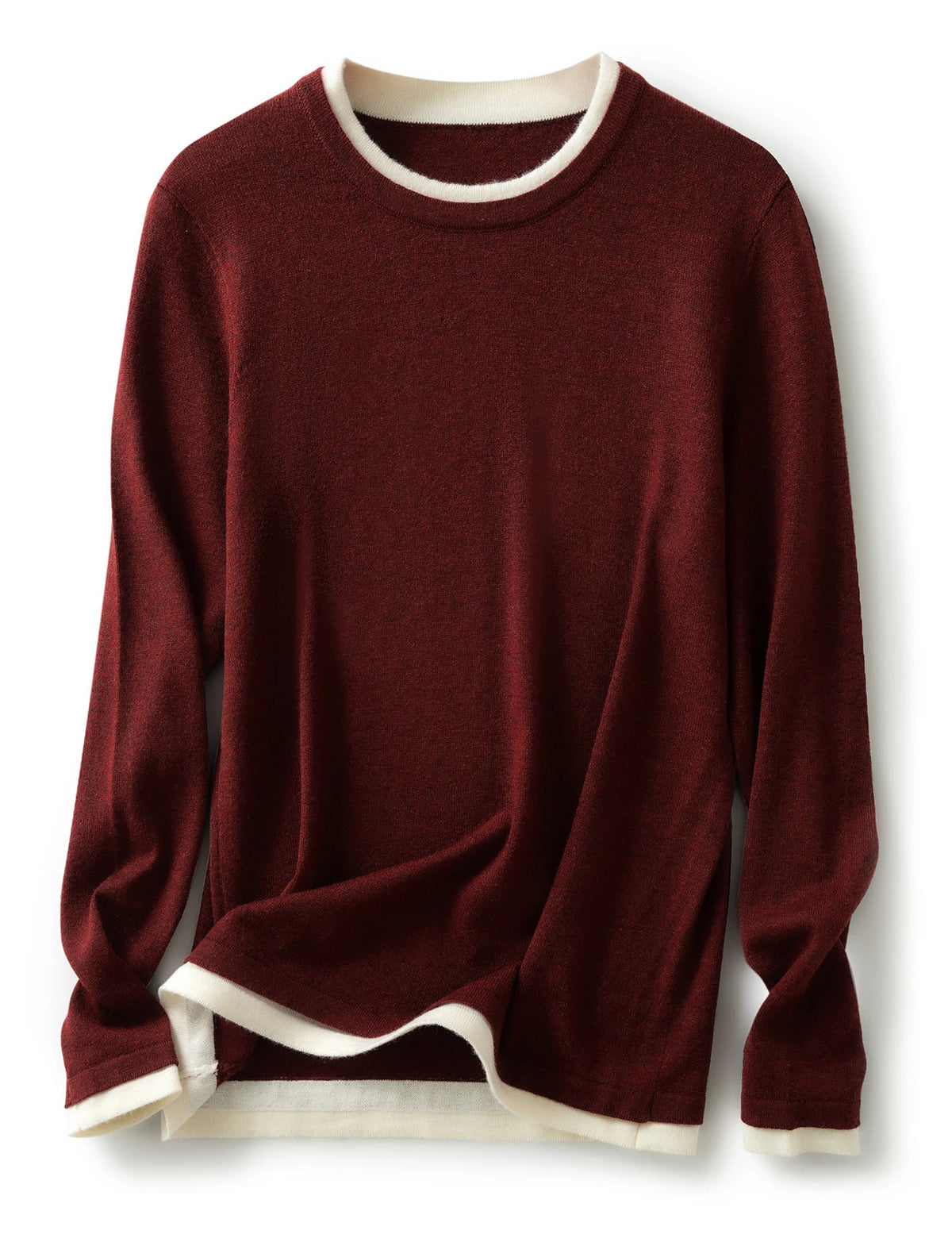 Top Women O Neck Thin T-Shirt Knit New Pullover Summer Spring Fashion Basic Long Sleeve Wool Fake Two Pieces Soft Woman Clothing