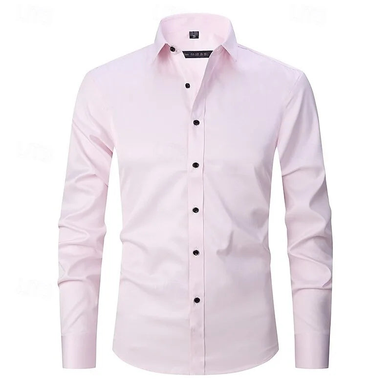 New Men's Casual Long Sleeved Shirt with Four Season Polka Dot Business Casual White Shirt, Best-Selling Top