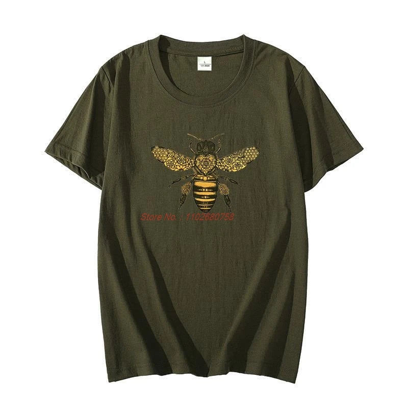Bee Drawing Moth Insect Tattoo Cool graphic t shirts oversize t-shirts short sleeve t-shirts O-neck T-shirt Summer Men clothing