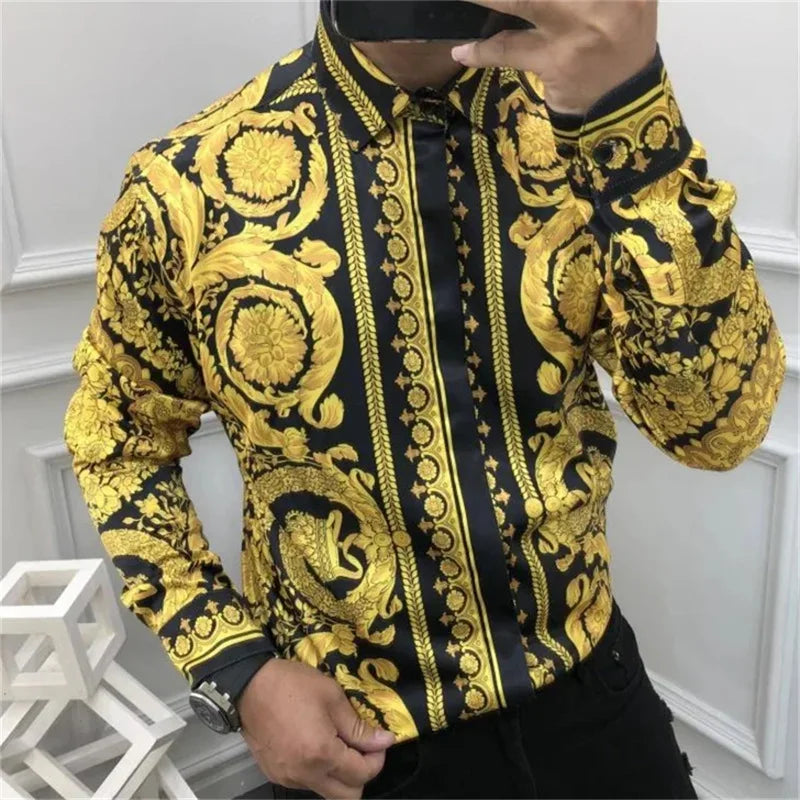 Men's Button Long Sleeve Shirt Fashion Soft Slim Fit Casual Top Hawaiian Luxury Party Men's Shirt Plus Size 6XL