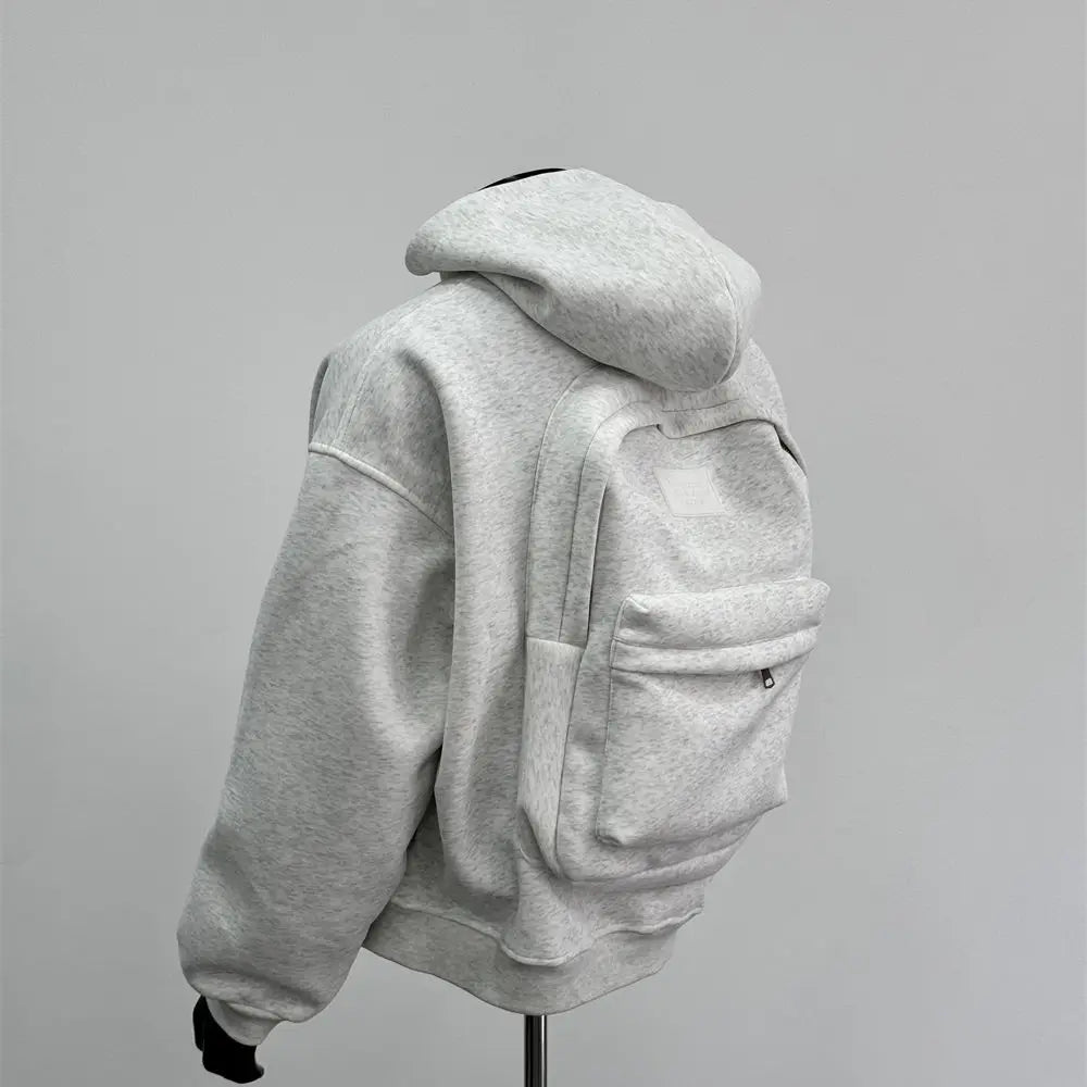 Juspinice Korean Fashion Spring New Hooded Sweatshirt Men's Back Backpack Design Sense Casual Top Jacket Male Clothing