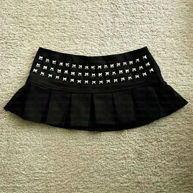 Dark style hot bead Gothic women's half skirt, high waist slimming A-line punk style slimming versatile