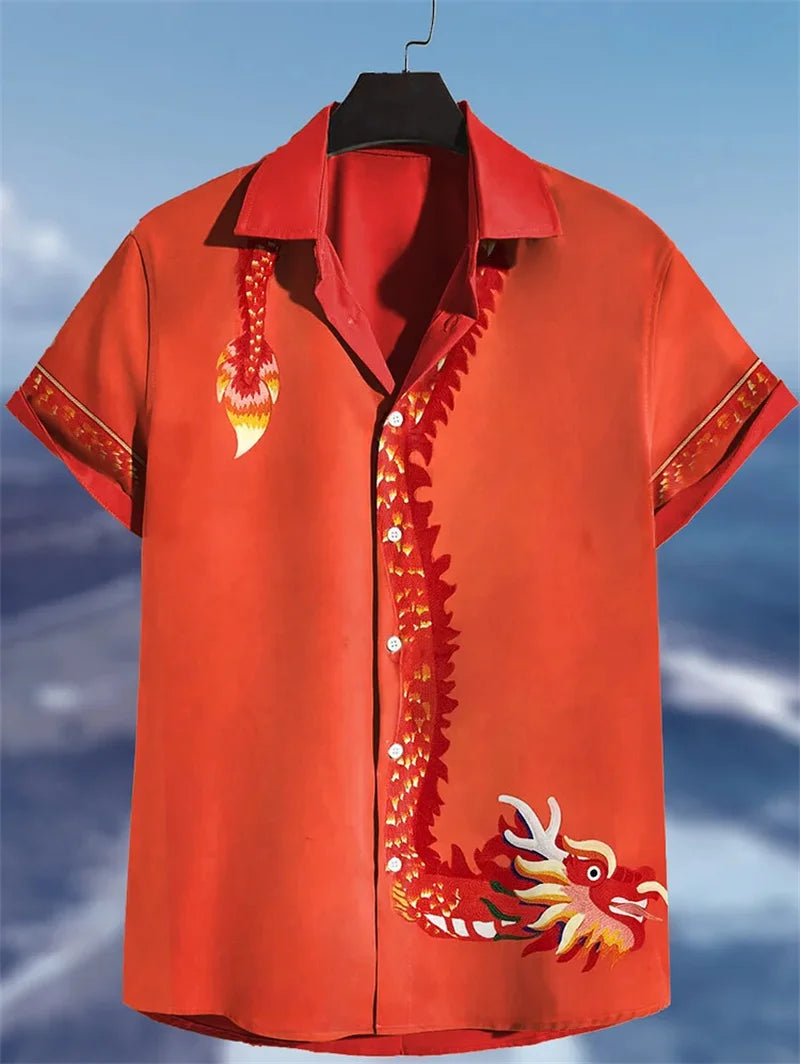3D printed temperament men's shirt Hawaiian style summer fashion street trend retro boutique top