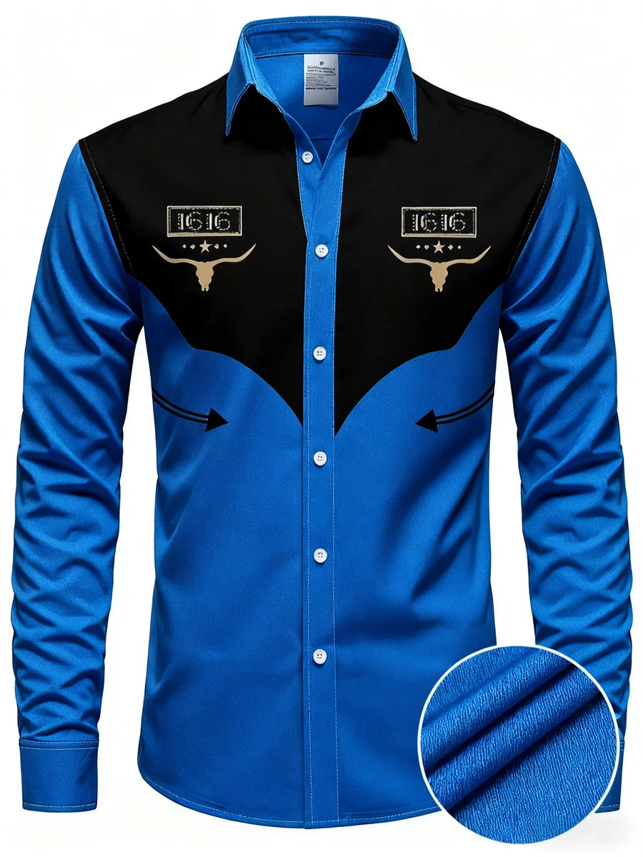 Men's shirt long sleeve shirt, casual retro striped denim style fashion design long men's top, casual breathable button style
