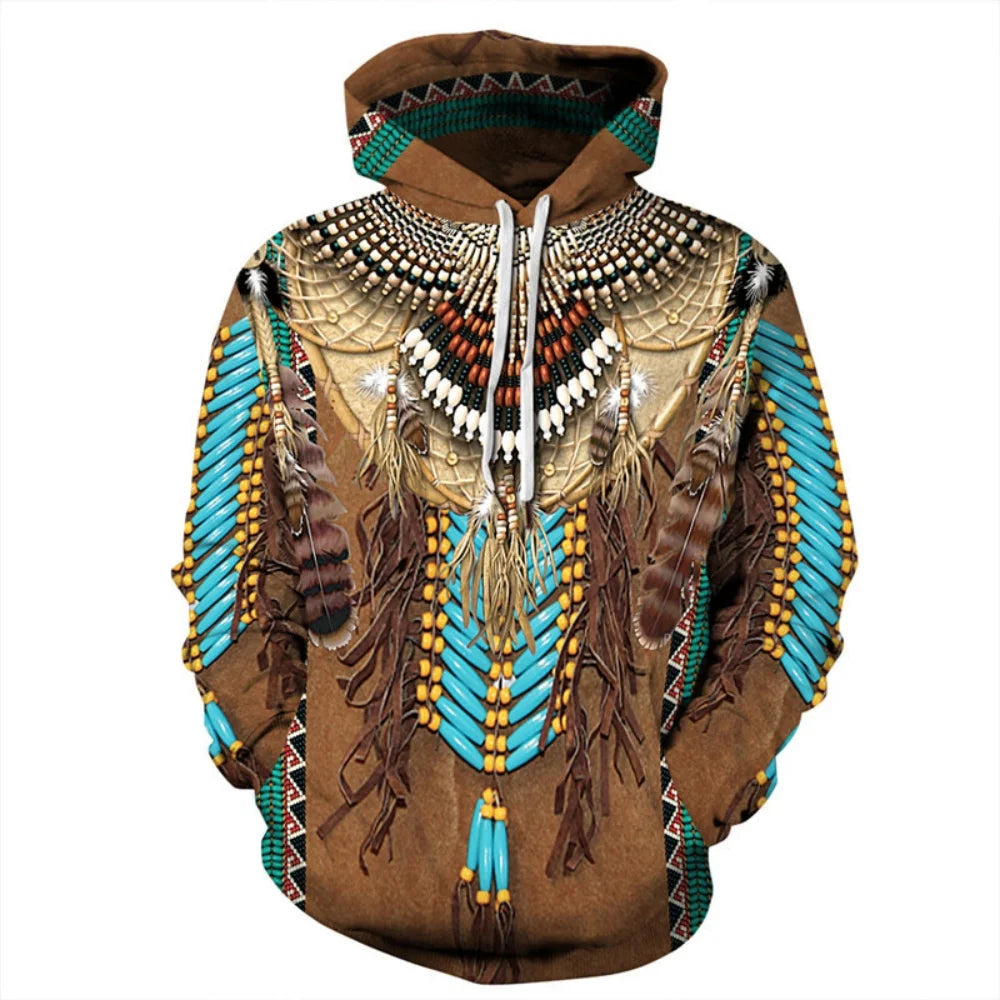 Men's Clothing Bohemian Style Hooded Shirt Autumn New in Sweatshirts Loose Long Sleeve Y2k Clothes Fashion Tops Men's Hoodie