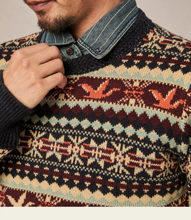 2025 Autumn Winter Vintage New Fashion Men’s Casual Trendy O-neck Long Sleeve Knitted Loose Sweaters Male Pullover Clothes Tops