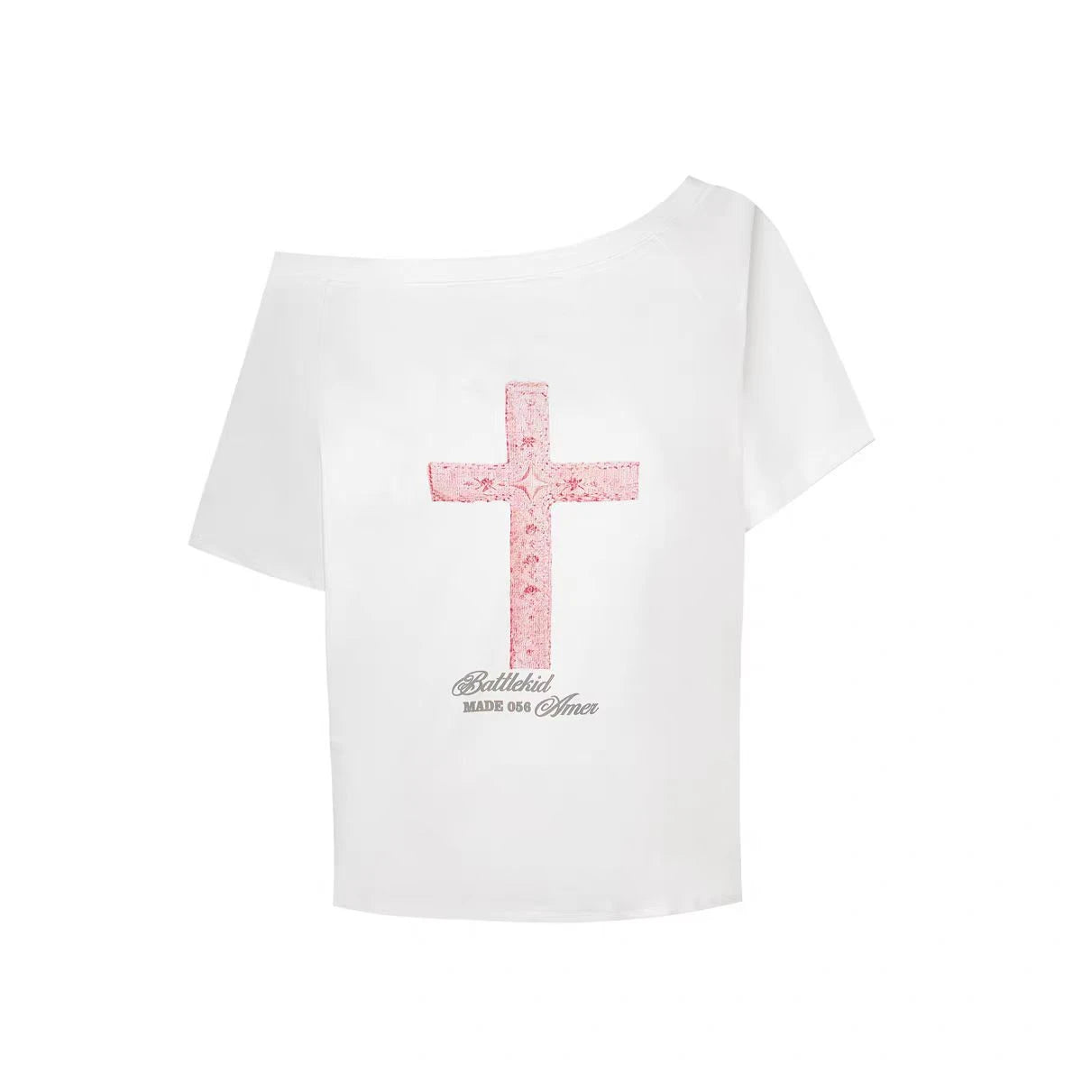 Seeslim Gothic Off Shoulder Cross Graphic T Shirts 2000s Clothes Y2k Short SLeeve Tees Female Clothing Goth Summer Tops T-shirt