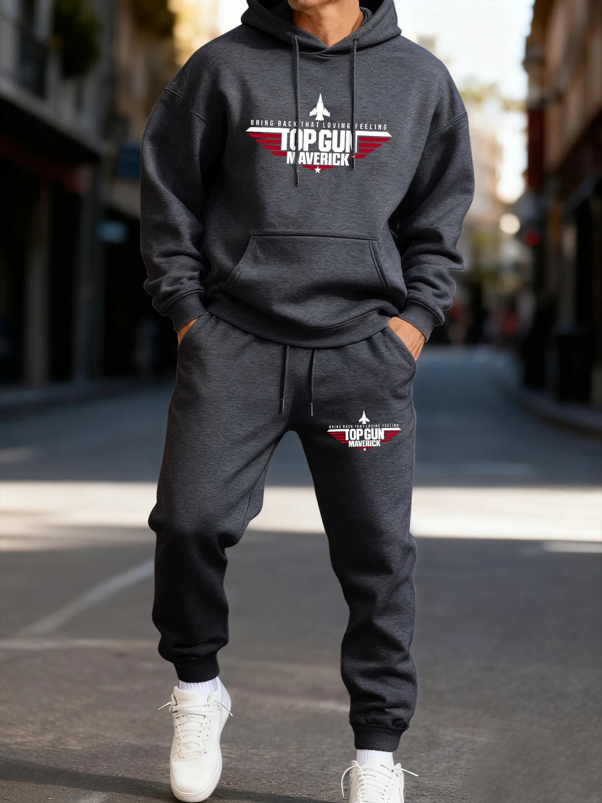 Top Gun Maverick Print Man'S Hoodie Set Sporty Long-Length Two Pices Sets Street Couple'S Sweatpants Autumn Fashion Clothing