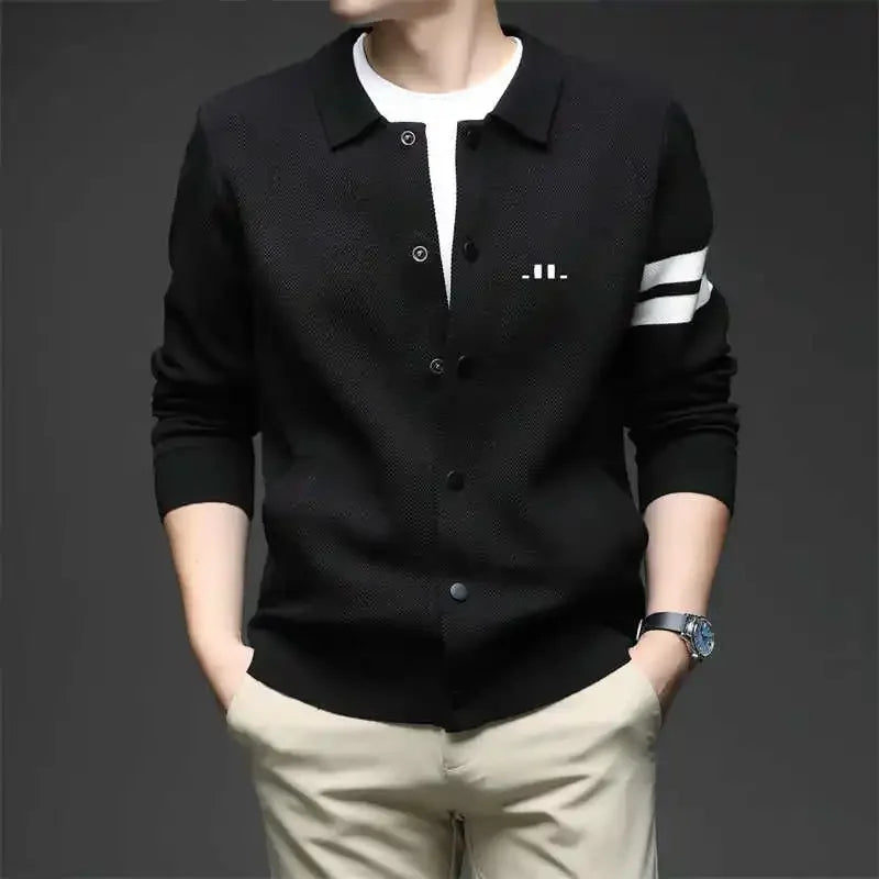 Men's golf knitted cardigan, stand-up collar, autumn men's sweater, all-rounder, business golf jacket, brand golf clothing